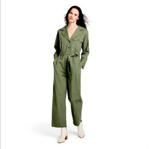 Nili Lotan Long Sleeved Olive Green Jumpsuit